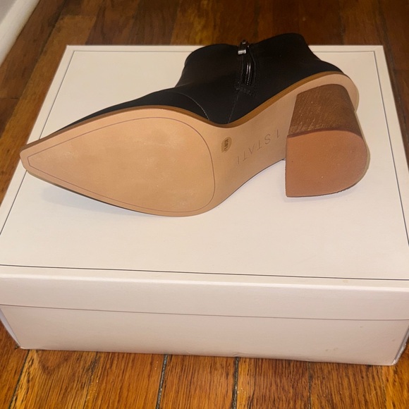 1. State Women's Black Ankle Booties with Tan Heel - Picture 5 of 7